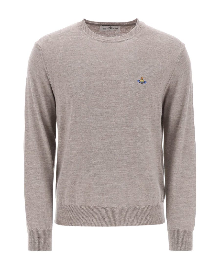 Vivienne Westwood Orb-embroidered Virgin-wool Jumper In Gray