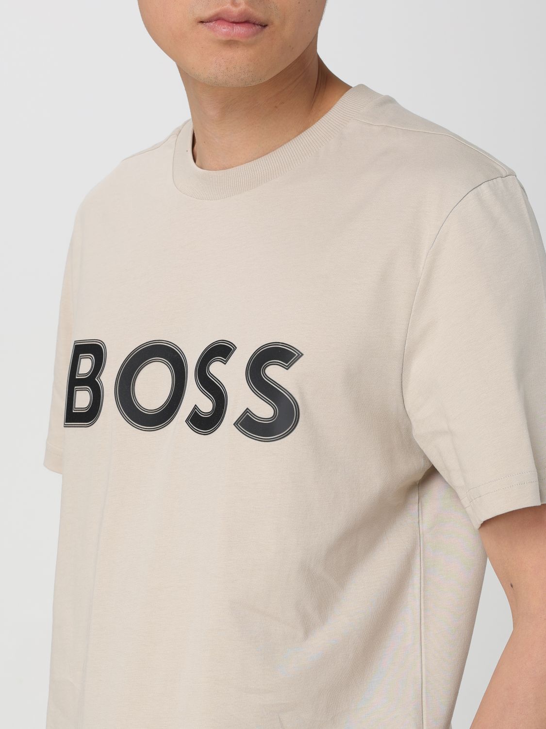 Hugo Boss T-shirt Boss Men Color Beige In Gray