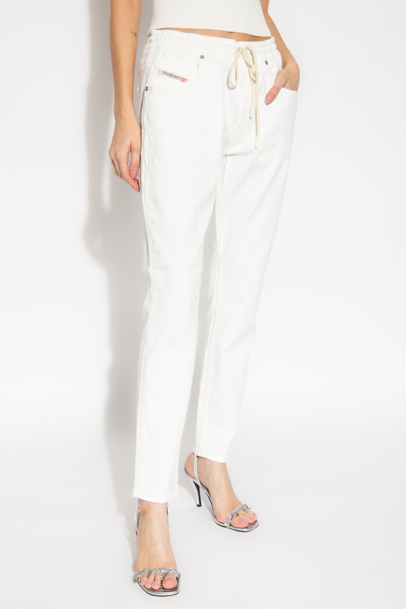 Diesel Light Washed 2041 D-fayza Jogg Jeans With Drawstring Waist In White