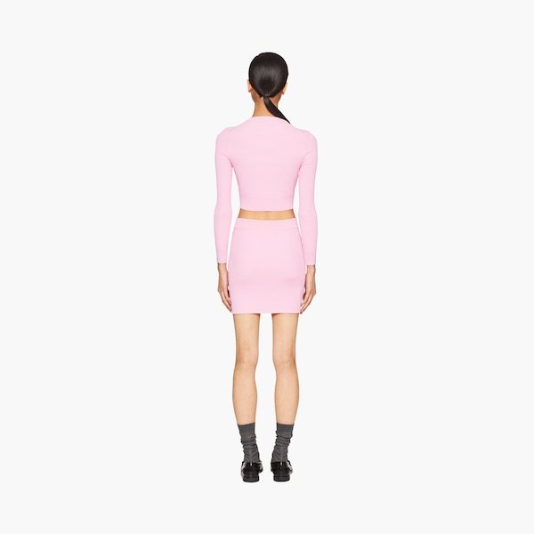 Miu Miu Logo-print Zip-up Cardigan In Pink