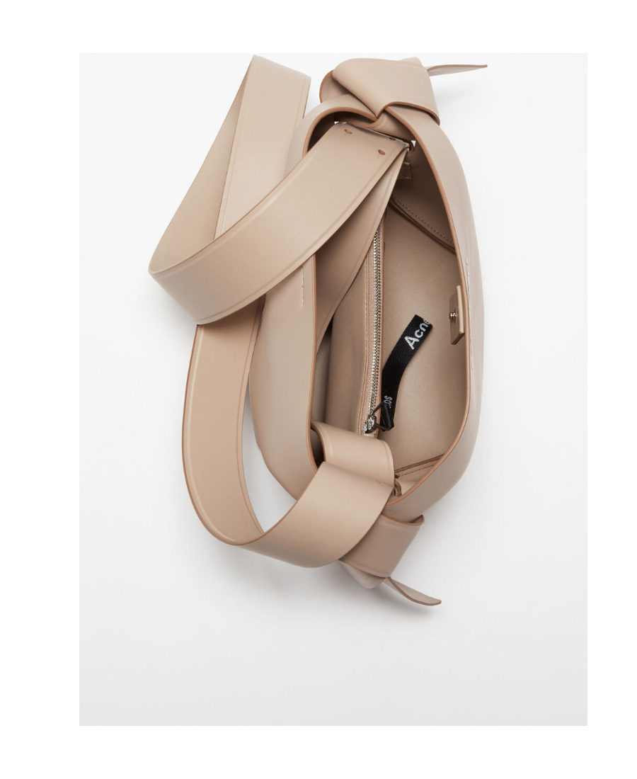 Acne Studios Mini Musubi Leather Top Handle Bag In Nude