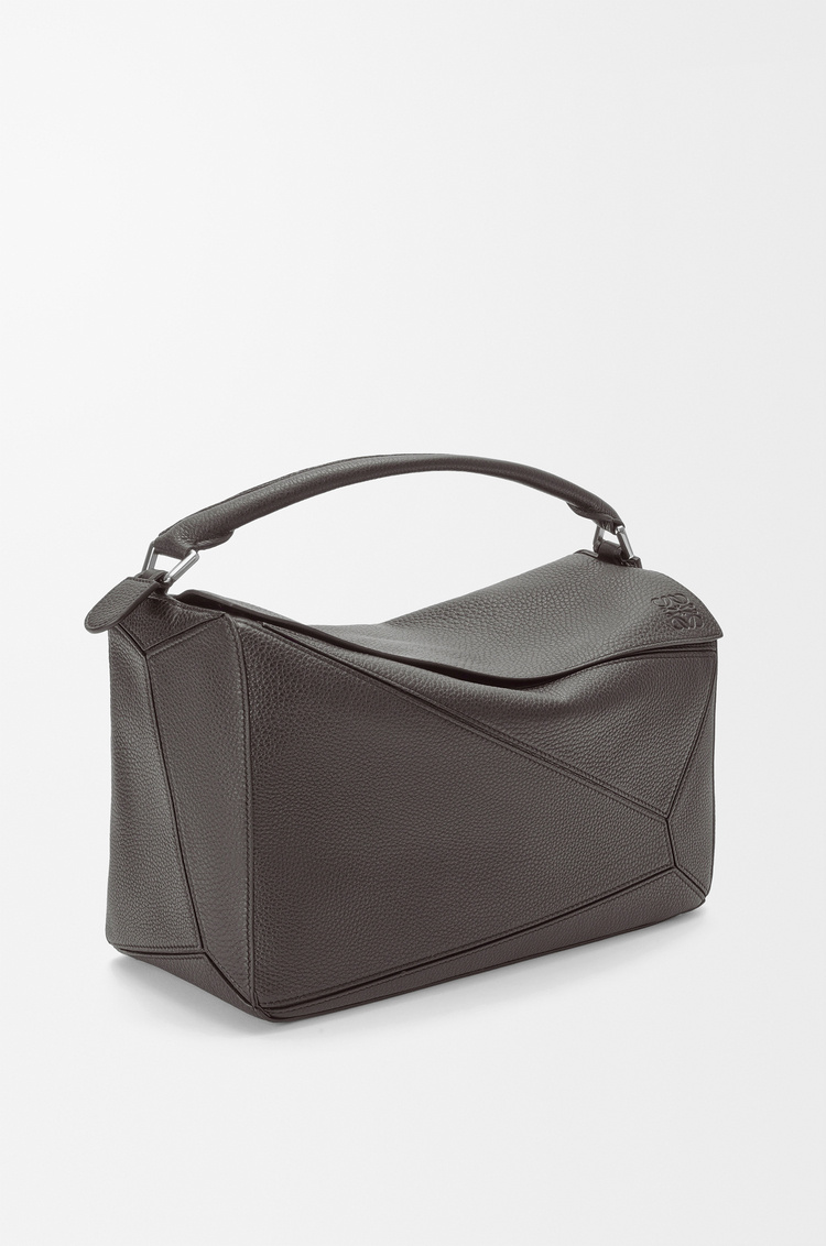 Loewe Large Puzzle Bag In Supple Grained Calfskin In Gray