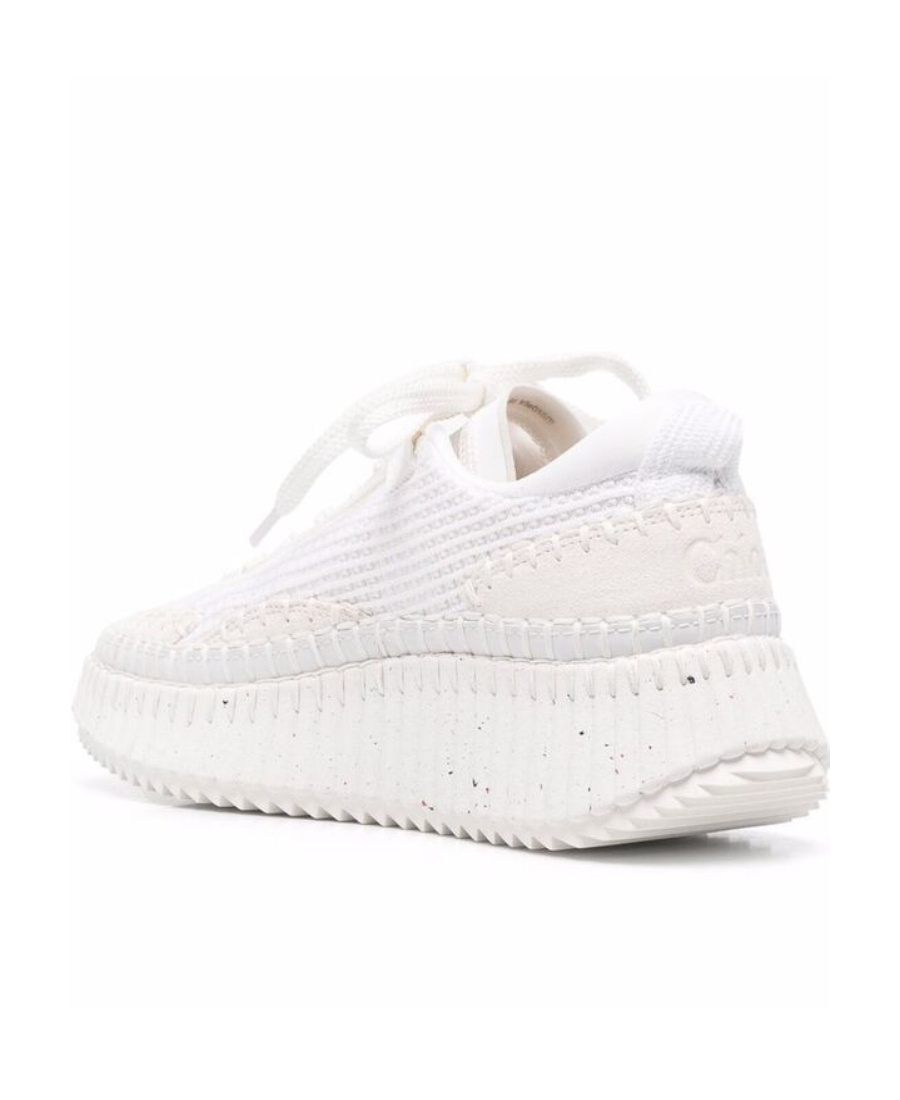 Chloé Chloe Nama Mix Material Low-top Sneakers In White