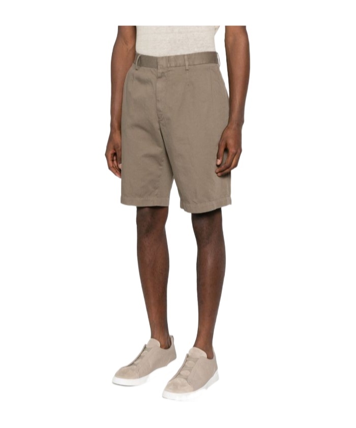 Zegna Cotton-blend Chino Shorts In Gray