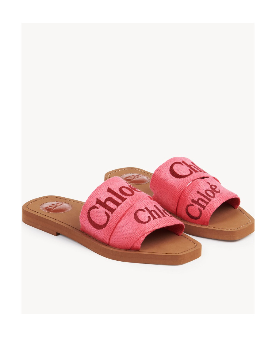 Shop Chloé Woody Logo-print Slides In Brown