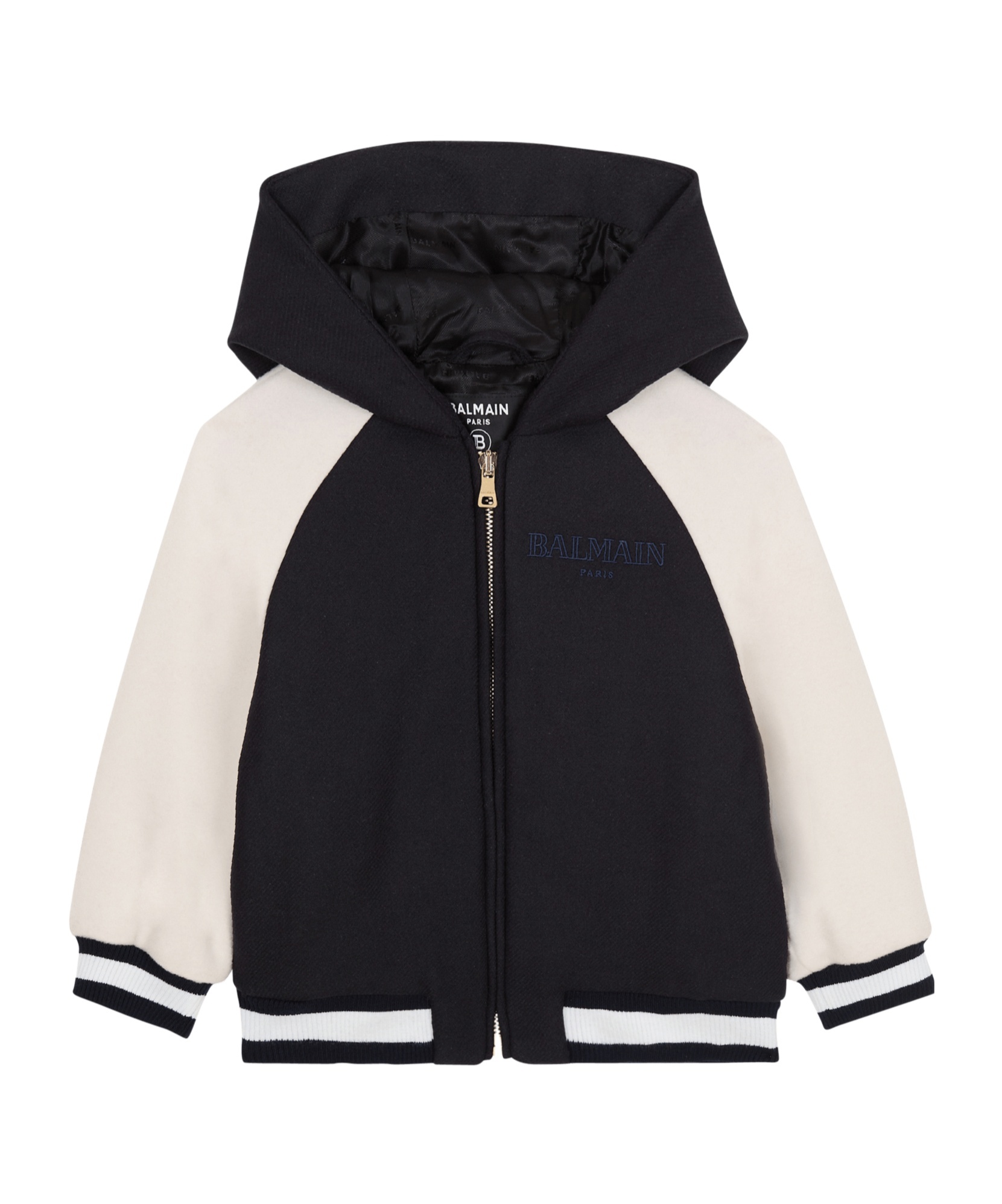 Balmain Two-tone Hooded Jacket In Black