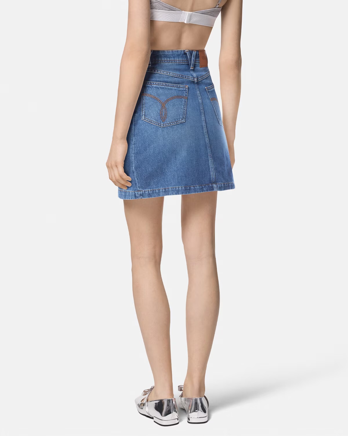 Versace A-line Denim Mini Skirt In Blue