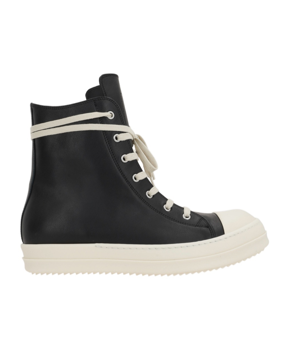 Rick Owens Leather Sneakers In Black