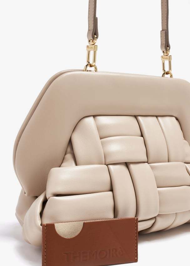Themoirè Locking Shoulder Bag In Nude