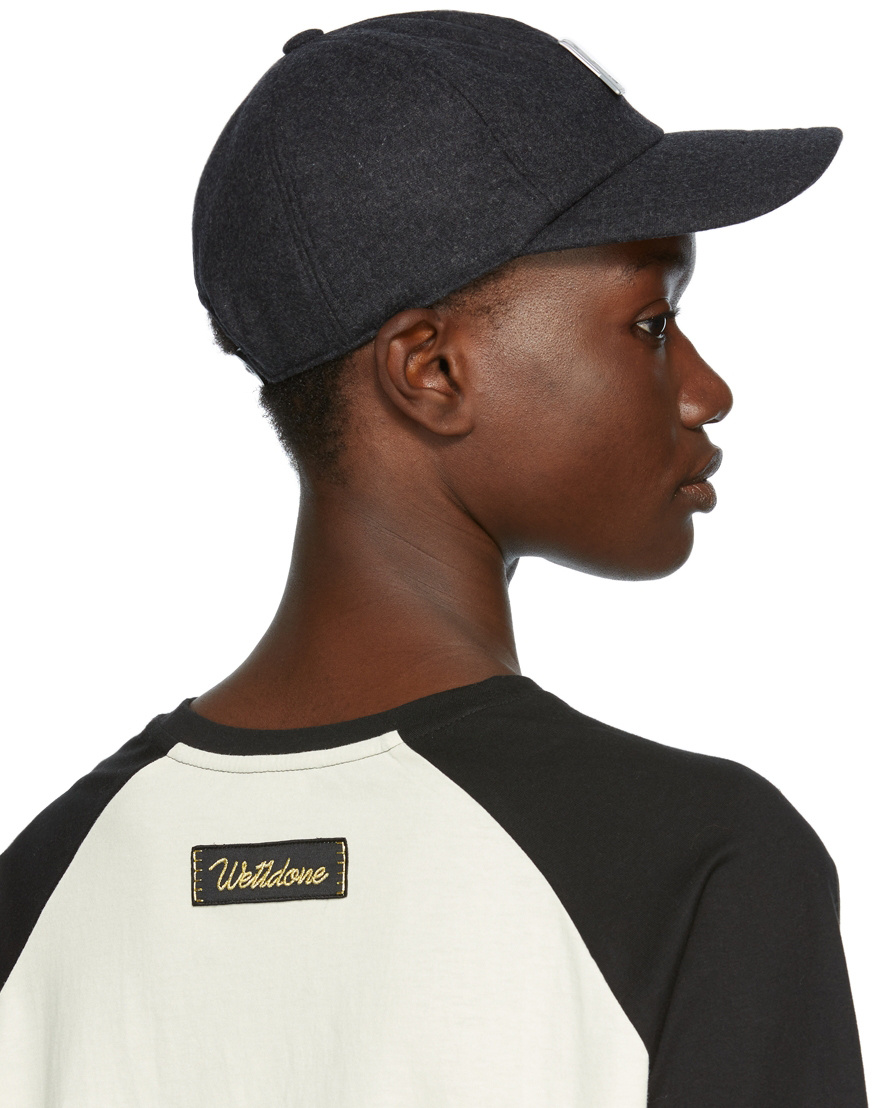 WE11 DONE LOGO-PATCH WOOL CAP