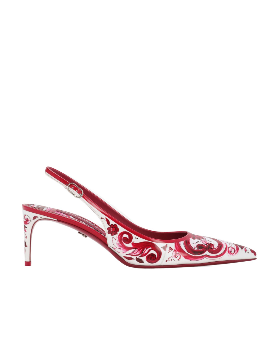 Dolce & Gabbana Lollo 60 Majolica Print Slingback Pumps In Red