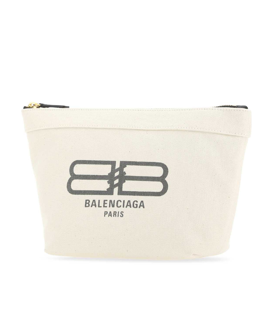 Balenciaga Logo Zipper Handbag In White