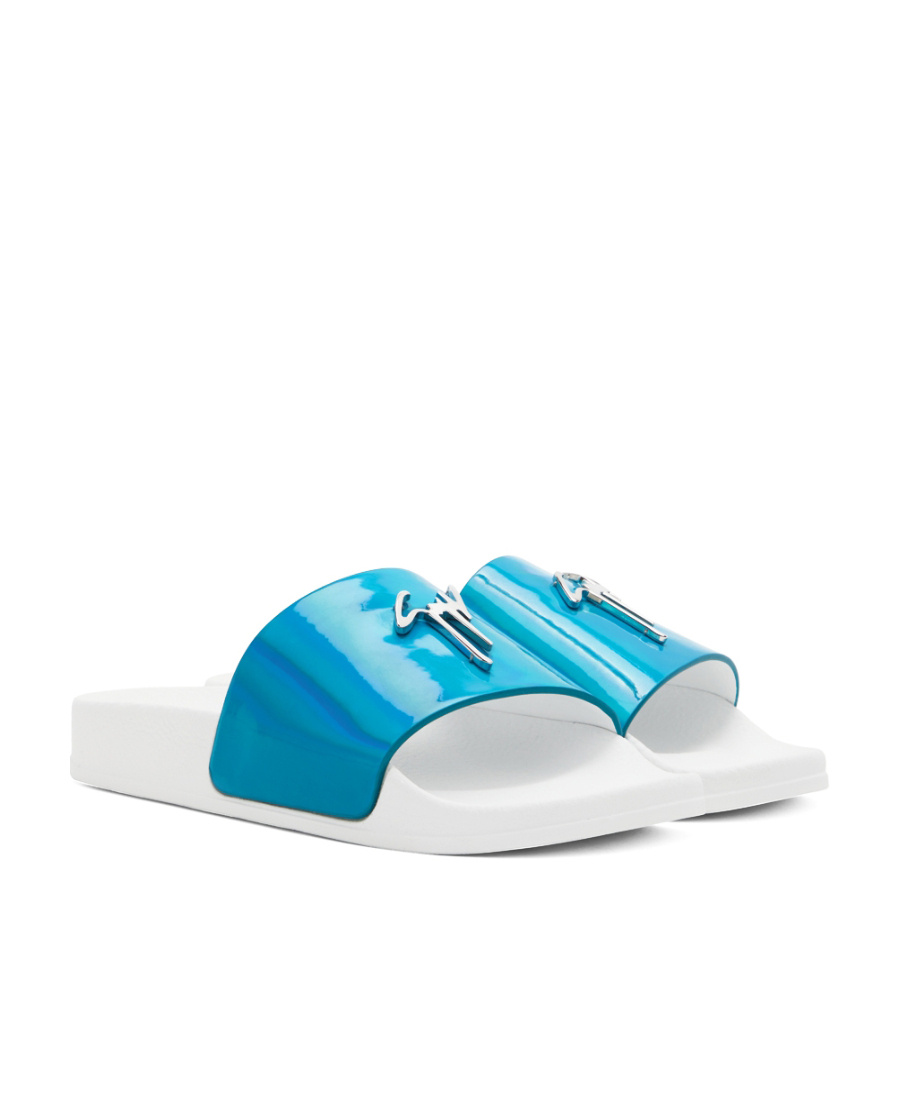 Giuseppe Zanotti Blue & White New Laburela Pool Slides In Blue