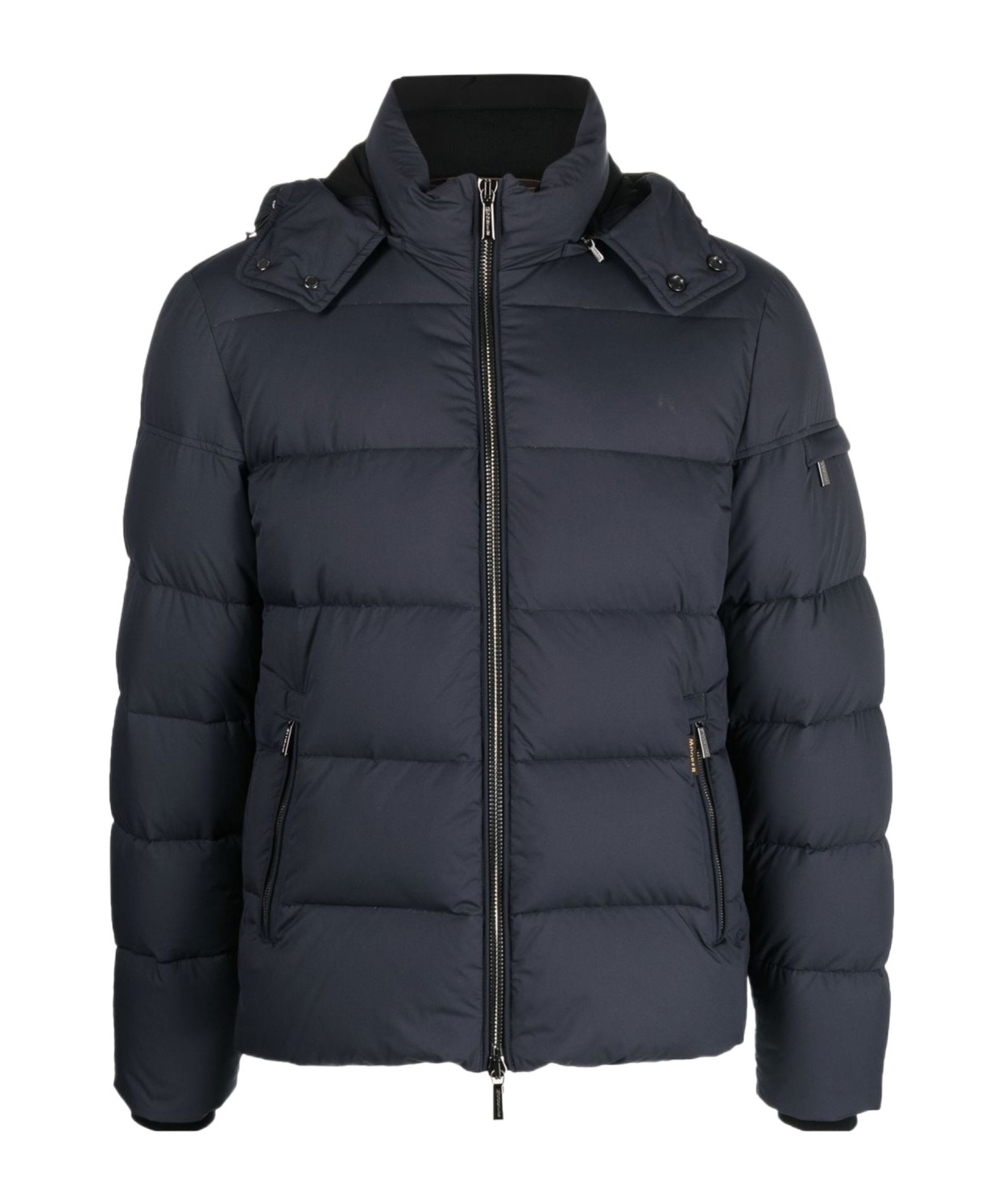 Moorer Short Down Jacket With Hood In Black