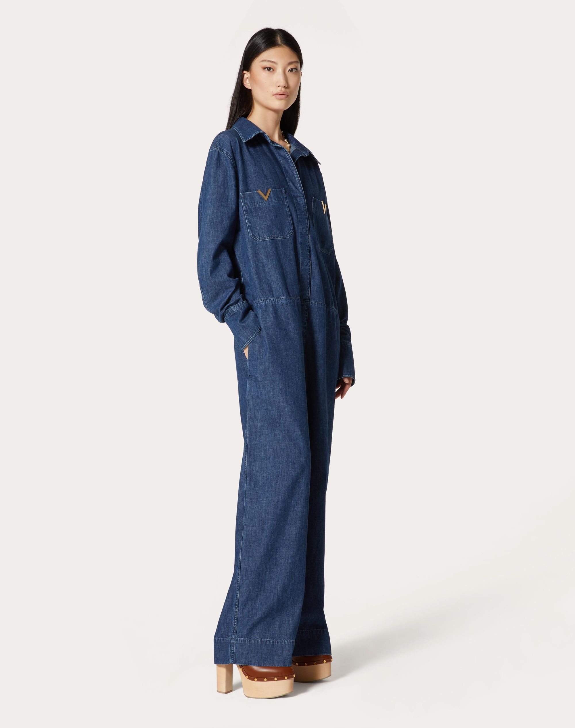 Valentino Jumpsuit Aus Denim Chambray Frau Denim 42 In Blue