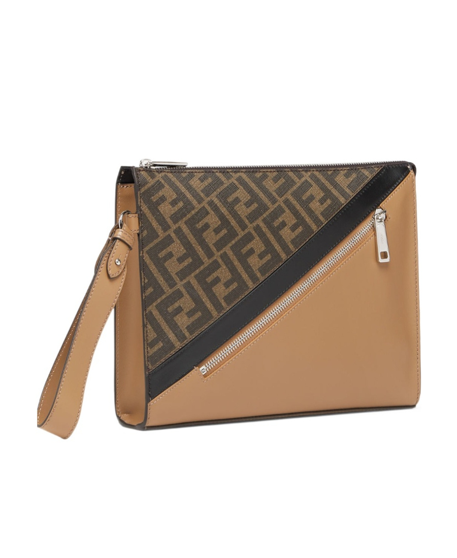 Fendi Multicolour Leather Pouch In Nude
