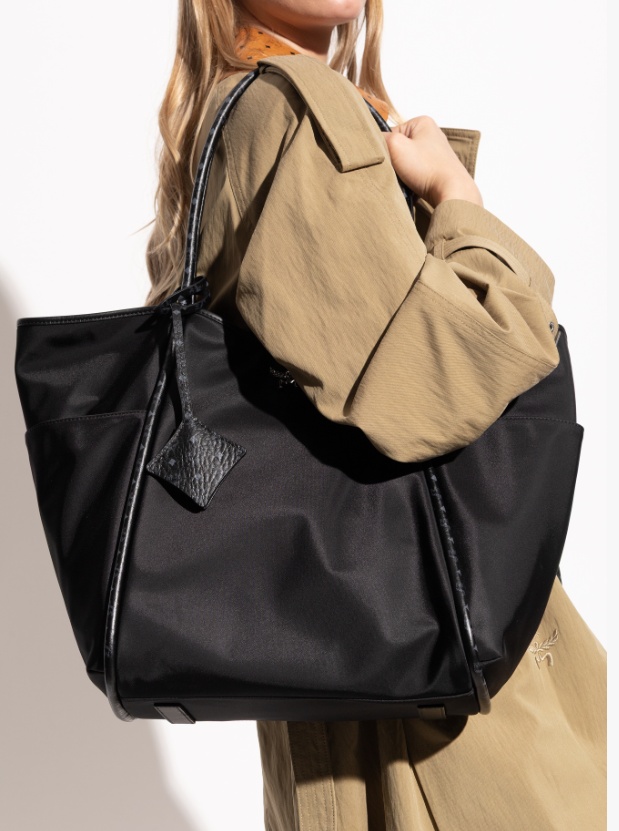 Mcm Double Handle Shopping Bag In Black