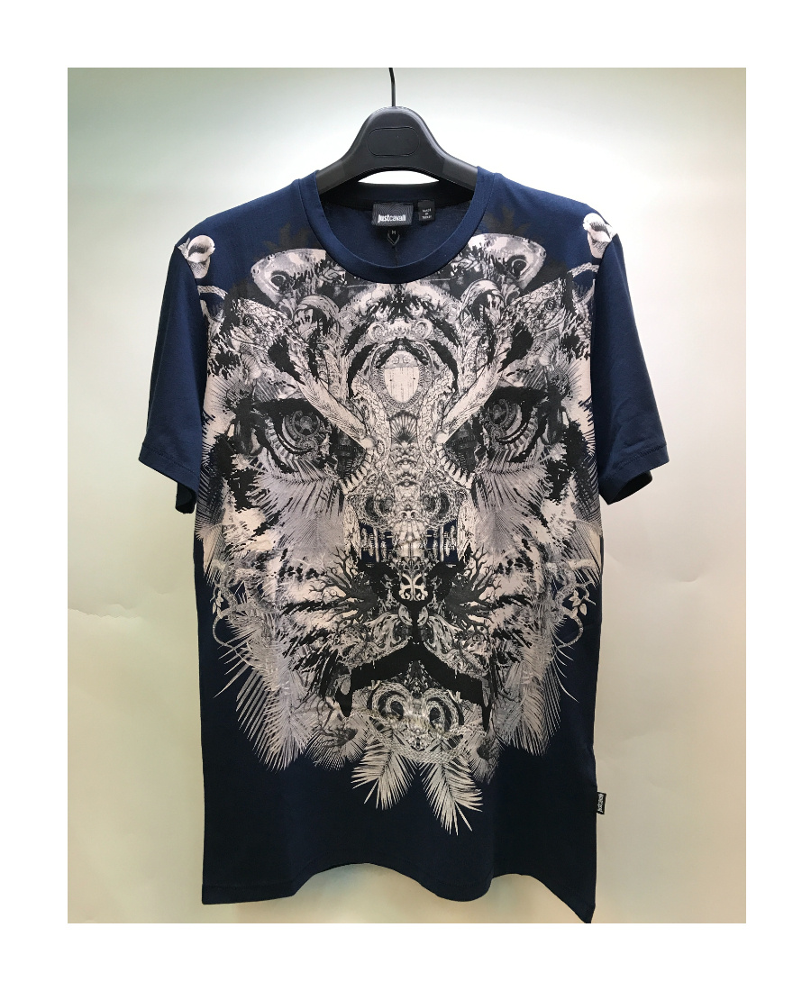 Just Cavalli Printed Round-necked T-shirt In Black