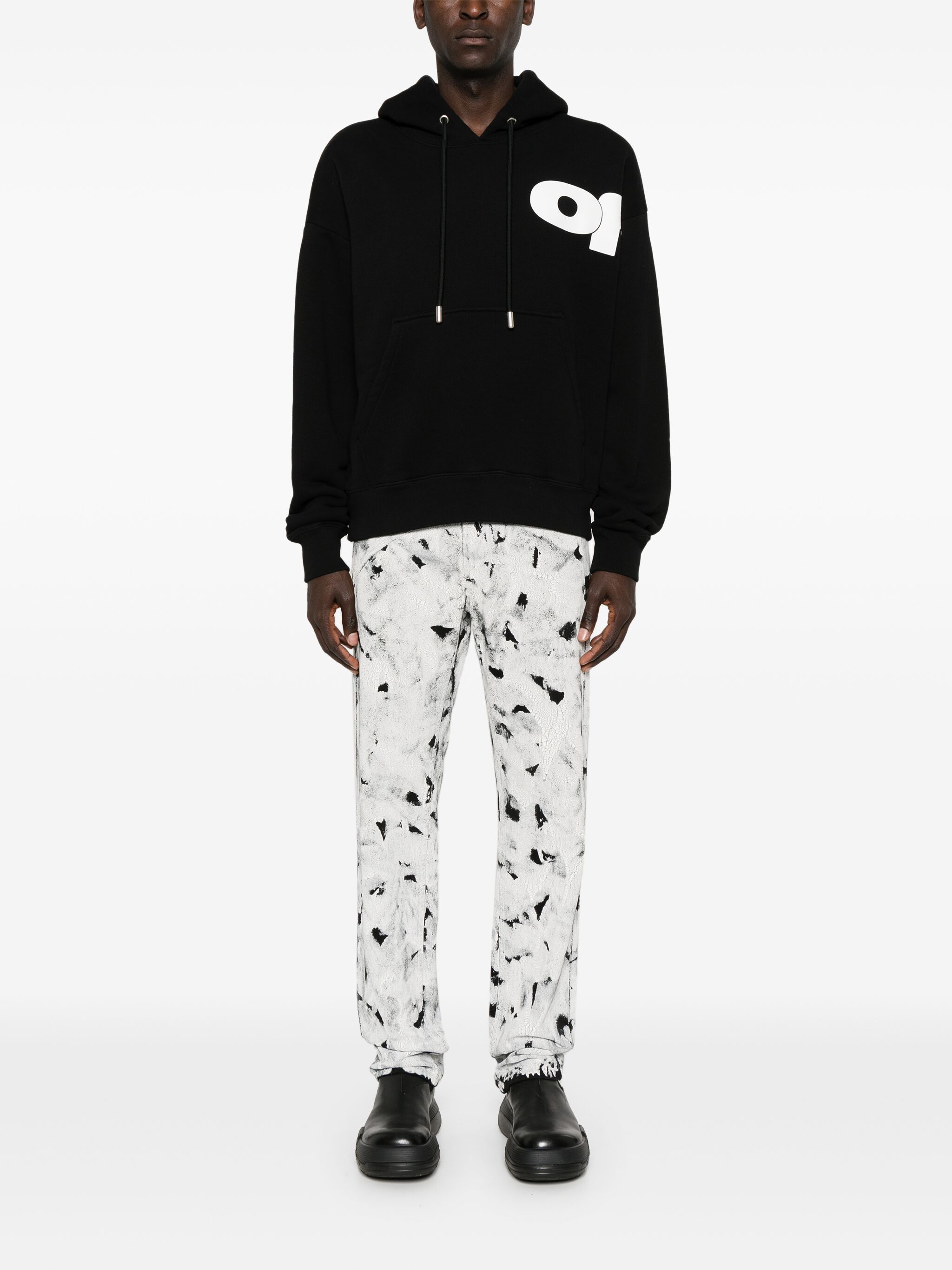 Off-white Shared Logo Skate Hoodie In Black