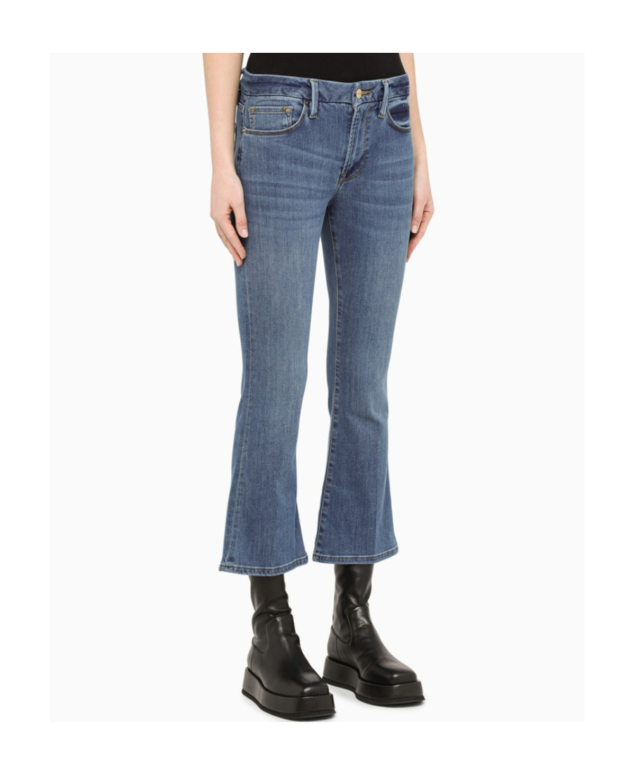 Frame Le One Crop Mini Bootcut Organic Cotton Blend Jeans In Blue