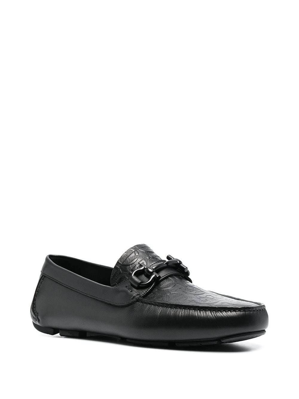 Ferragamo Mens Black Parigi Buckled Leather Driver Shoes In Black