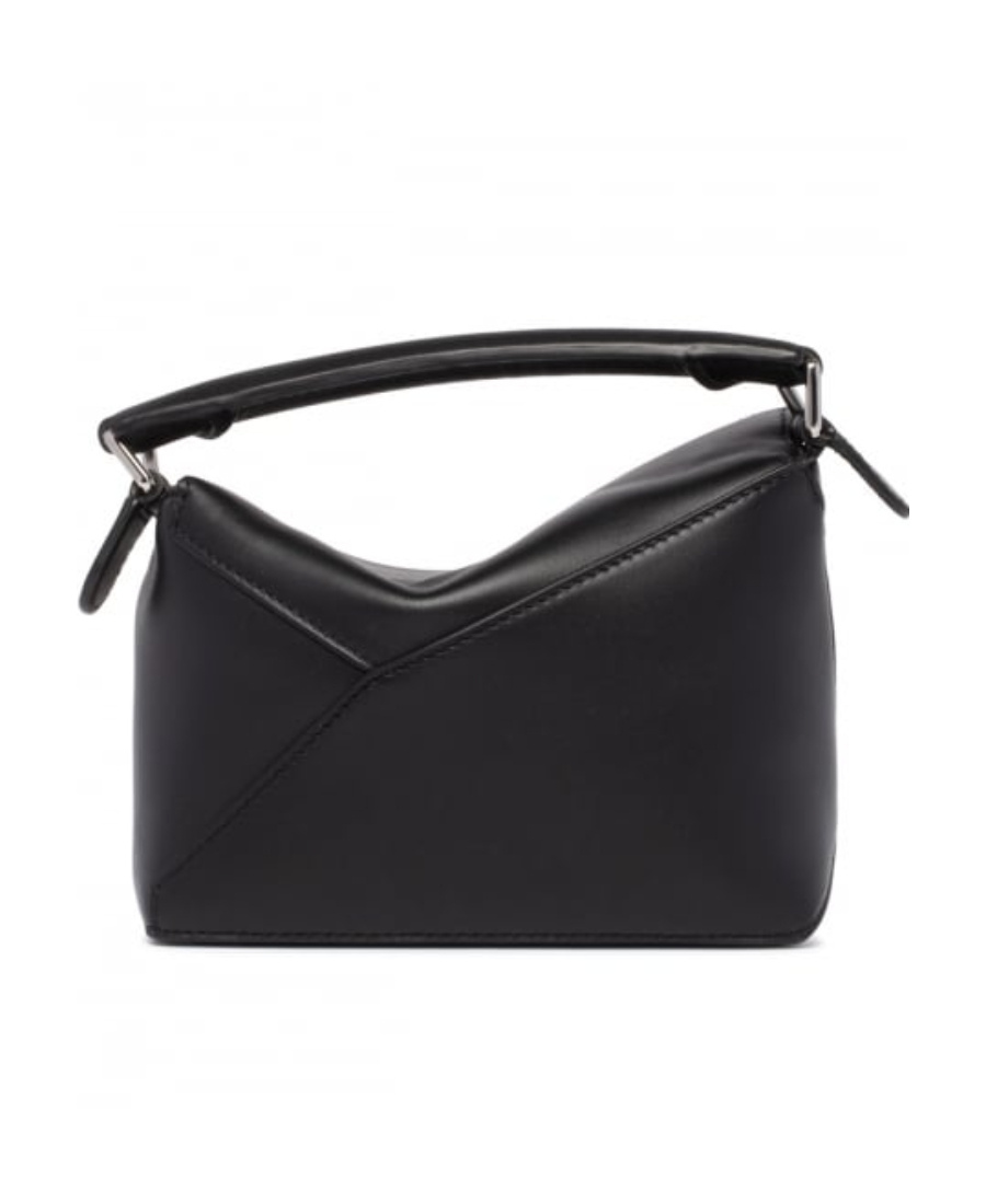 Loewe Mini Satin Cowhide Puzzle Edge Shoulder Bag In Black