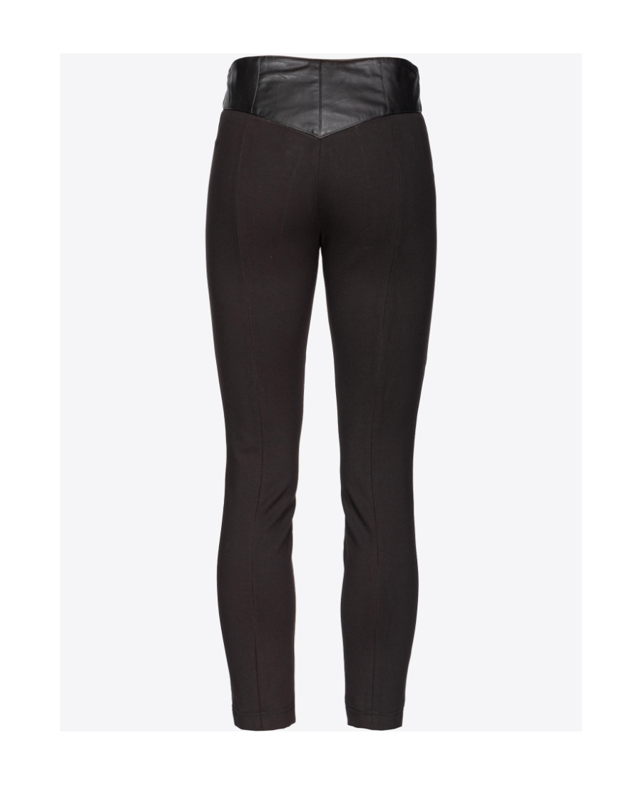 Pinko Zip-up Leather Cropped Trousers In Black