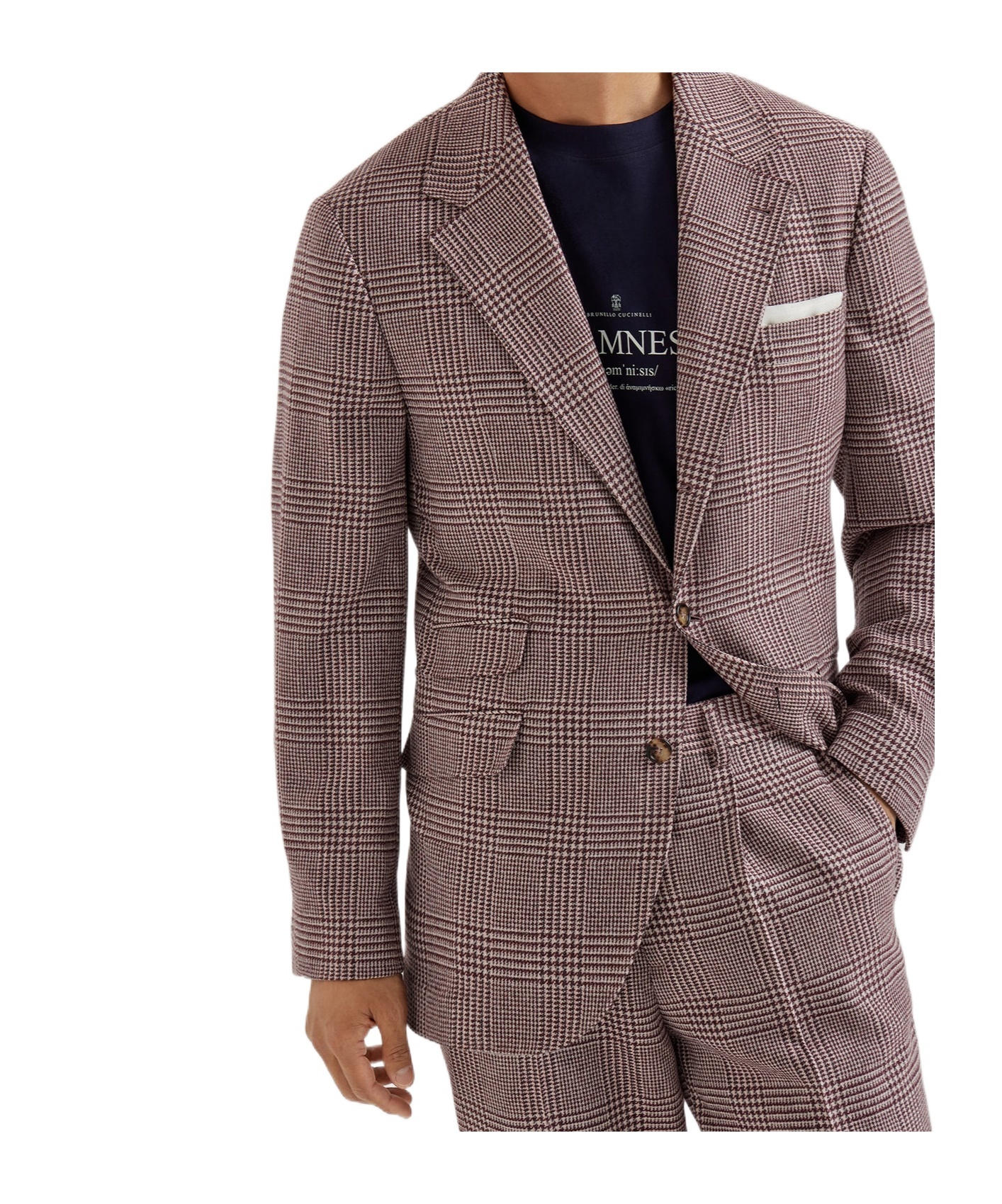Brunello Cucinelli Checked-pattern Blazer In Burgundy