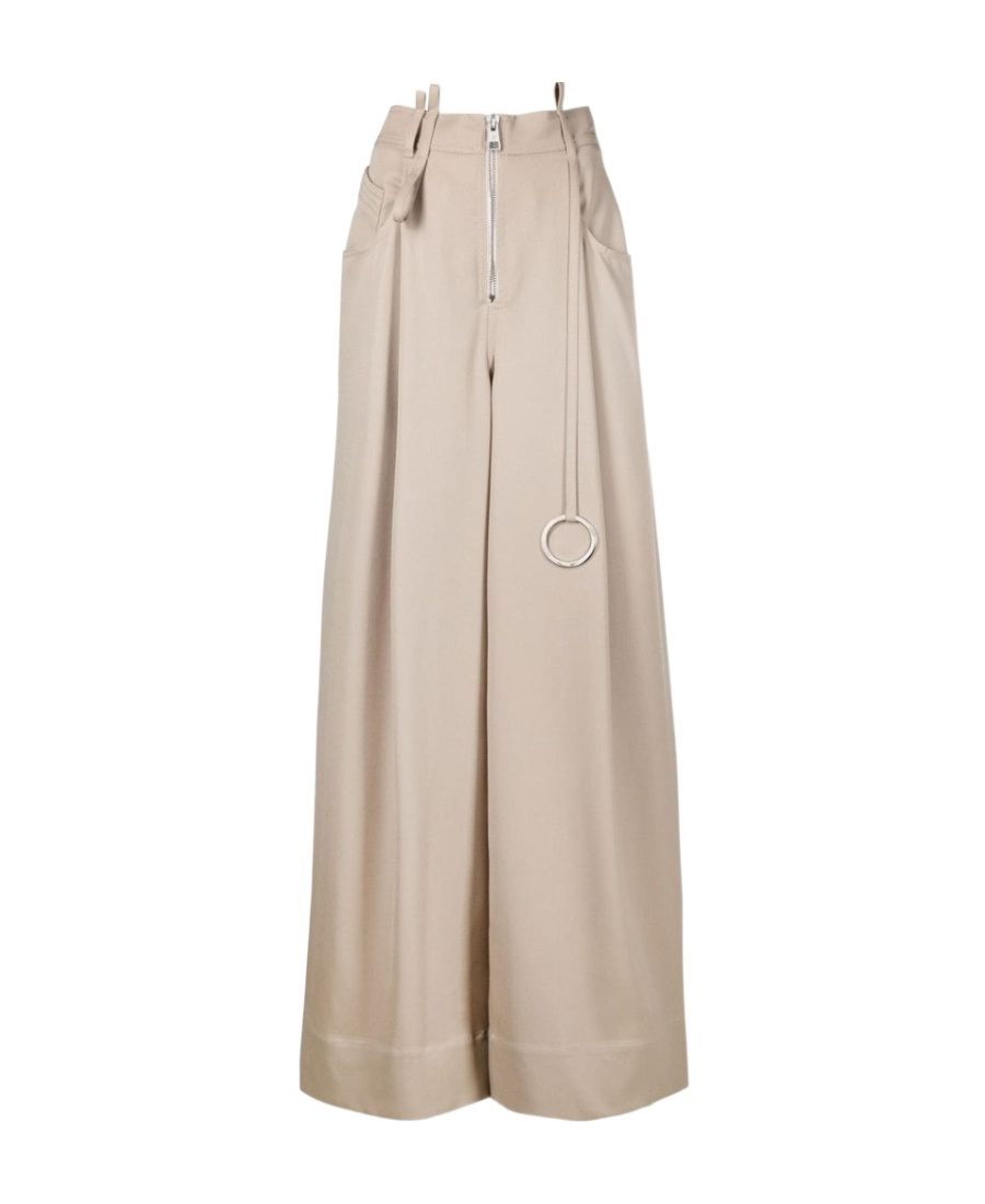 Shop Attico The Wide-leg Pleated Trousers In Nude