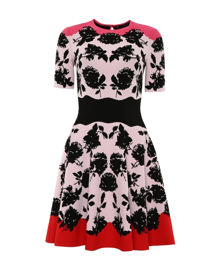 Alexander Mcqueen Trumpet Flower Dress In Black