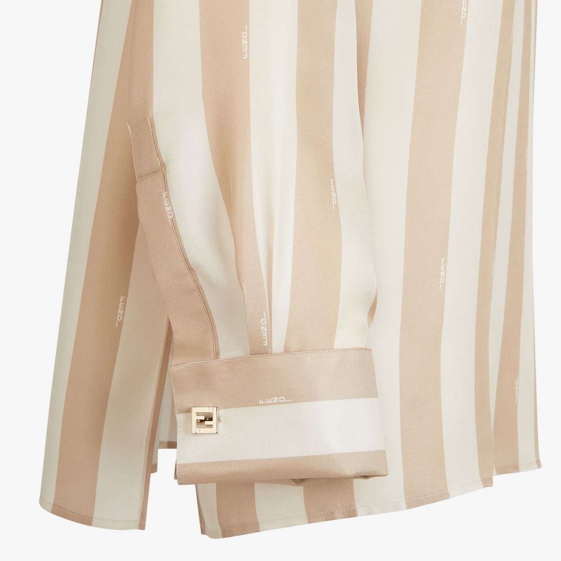 Fendi Pequin-stripe Silk Shirt In Nude