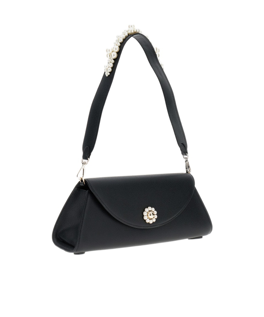 Simone Rocha Beaded Long Pochette Valentine Bag In Black