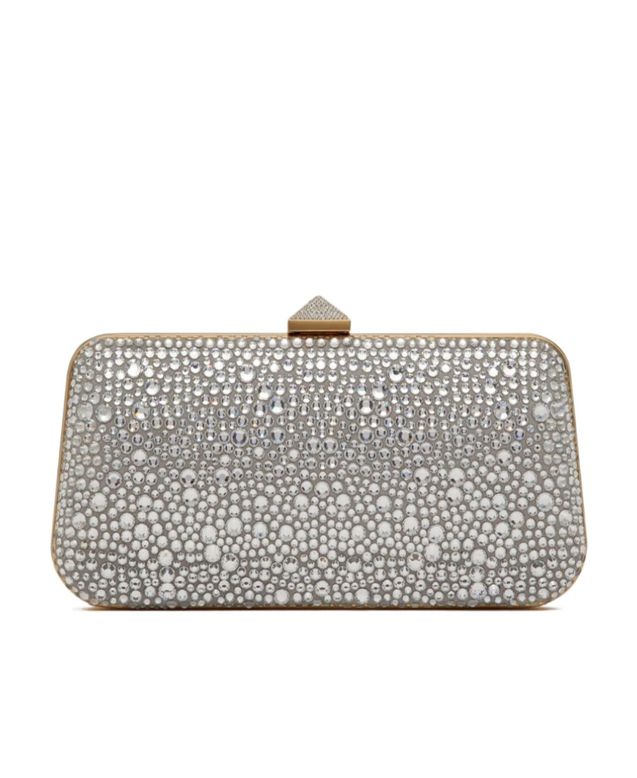 Valentino Logo Logo Shiny Shoulder Bag In Gray