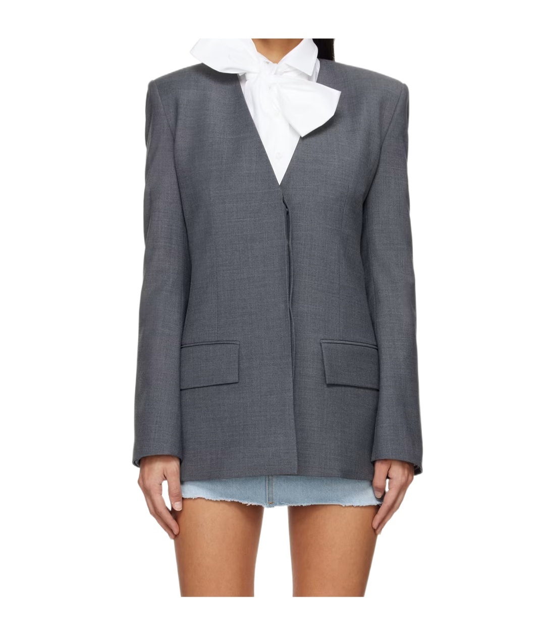 Kimhēkim Gray Button Blazer In Gray
