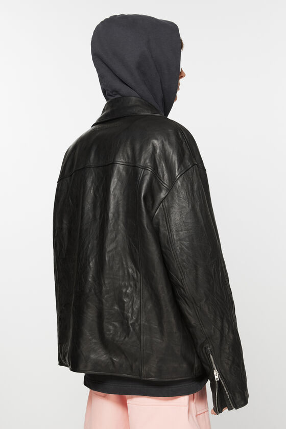 Acne Studios Asymmetric Leather Biker Jacket In Black