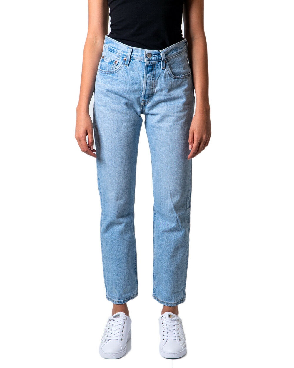 Shop Levi's 501 Cropped Straight-leg Jeans In Blue