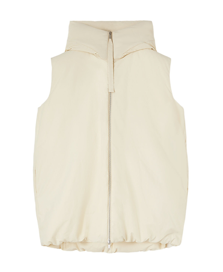 Jil Sander Hooded Gilet Vest Light Beige In White
