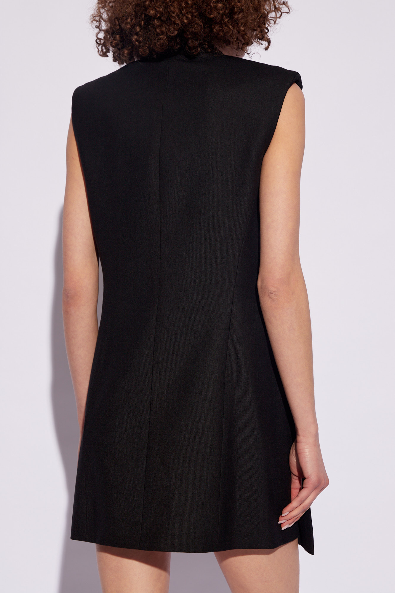 Victoria Beckham Strong-shoulder Sleeveless Tailored Mini Dress In Black