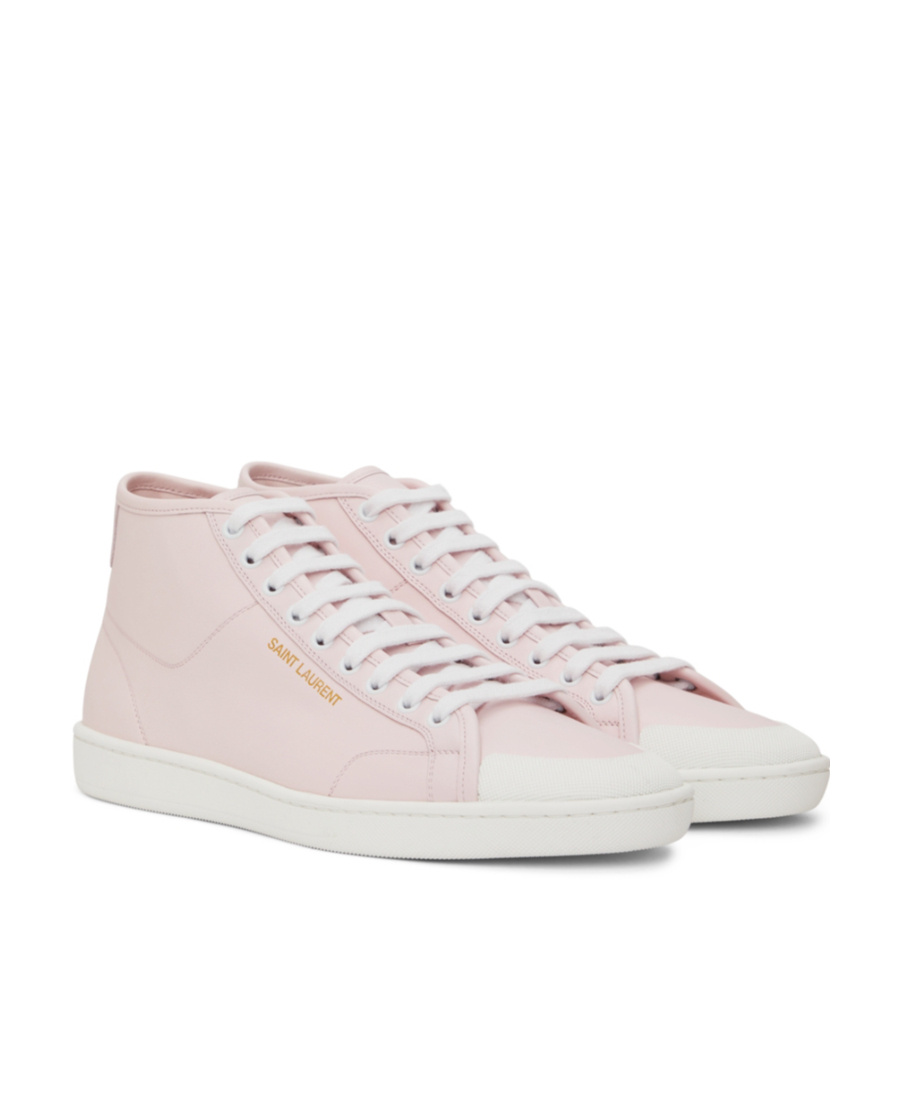 Saint Laurent Court High-top Sneakers With Round Toe In Pink