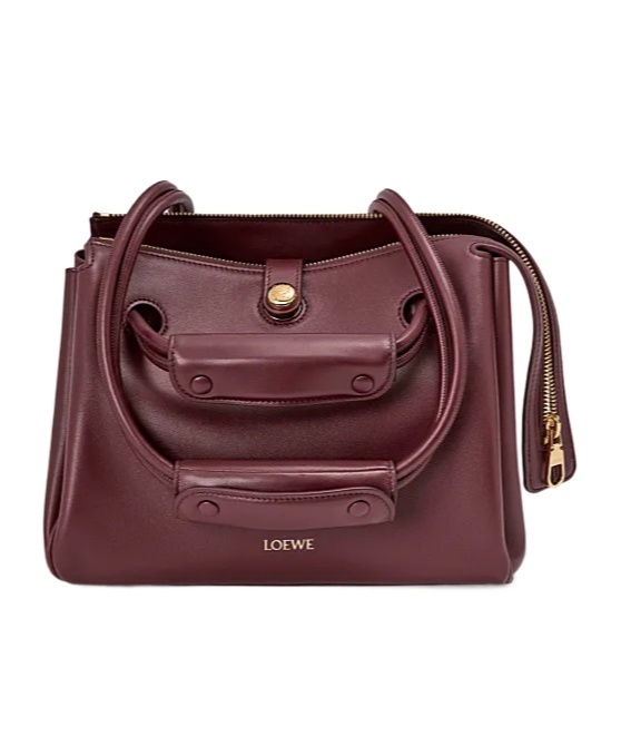 Loewe Small Madrid Bag In Supple Calfskin In Burgundy