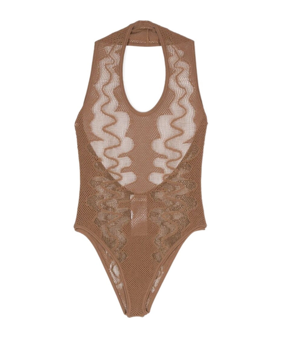 Saint Laurent Open-knit Body In Brown