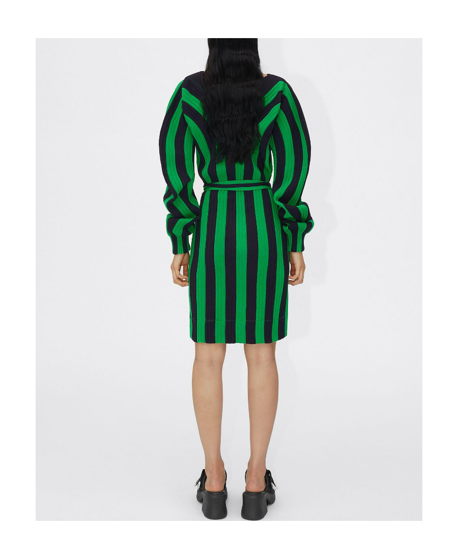 BOTTEGA VENETA STRIPED KNITTED WRAP DRESS 