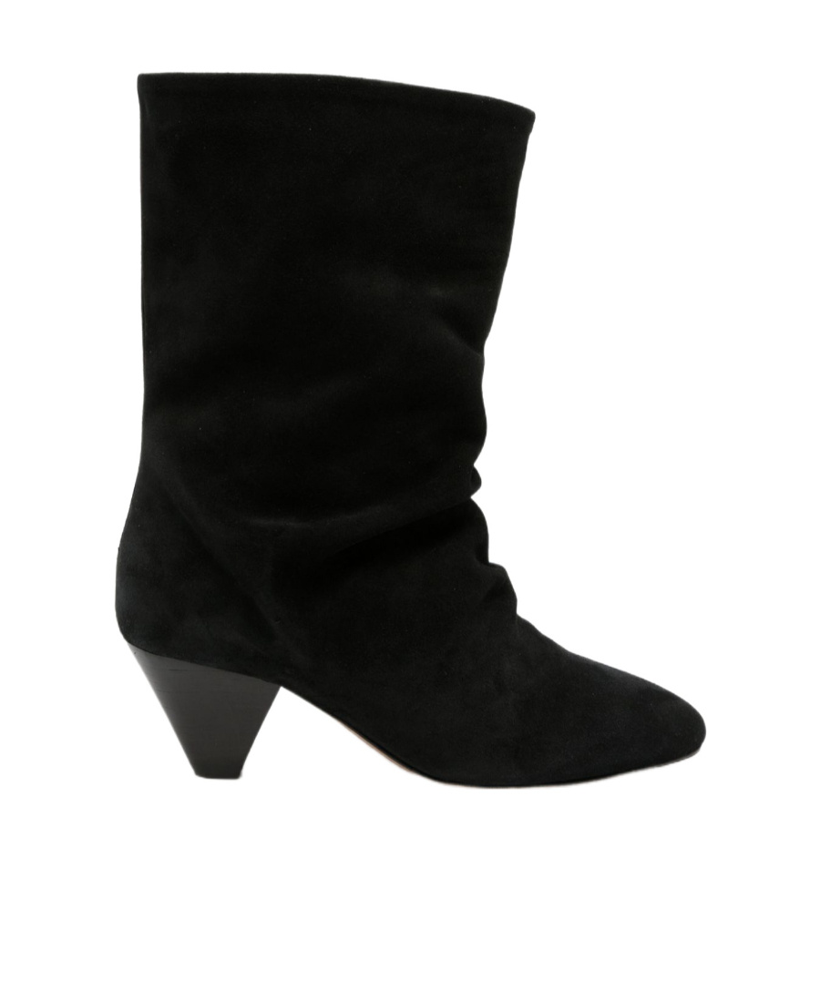 Isabel Marant Suede Leather Cone Heel Ankle Boots In Black