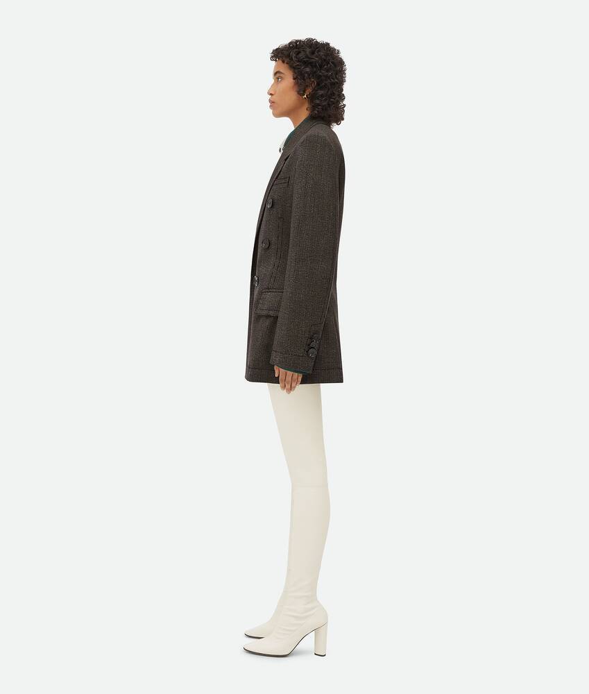 Shop Bottega Veneta Houndstooth Wool Jacket With Label In Black
