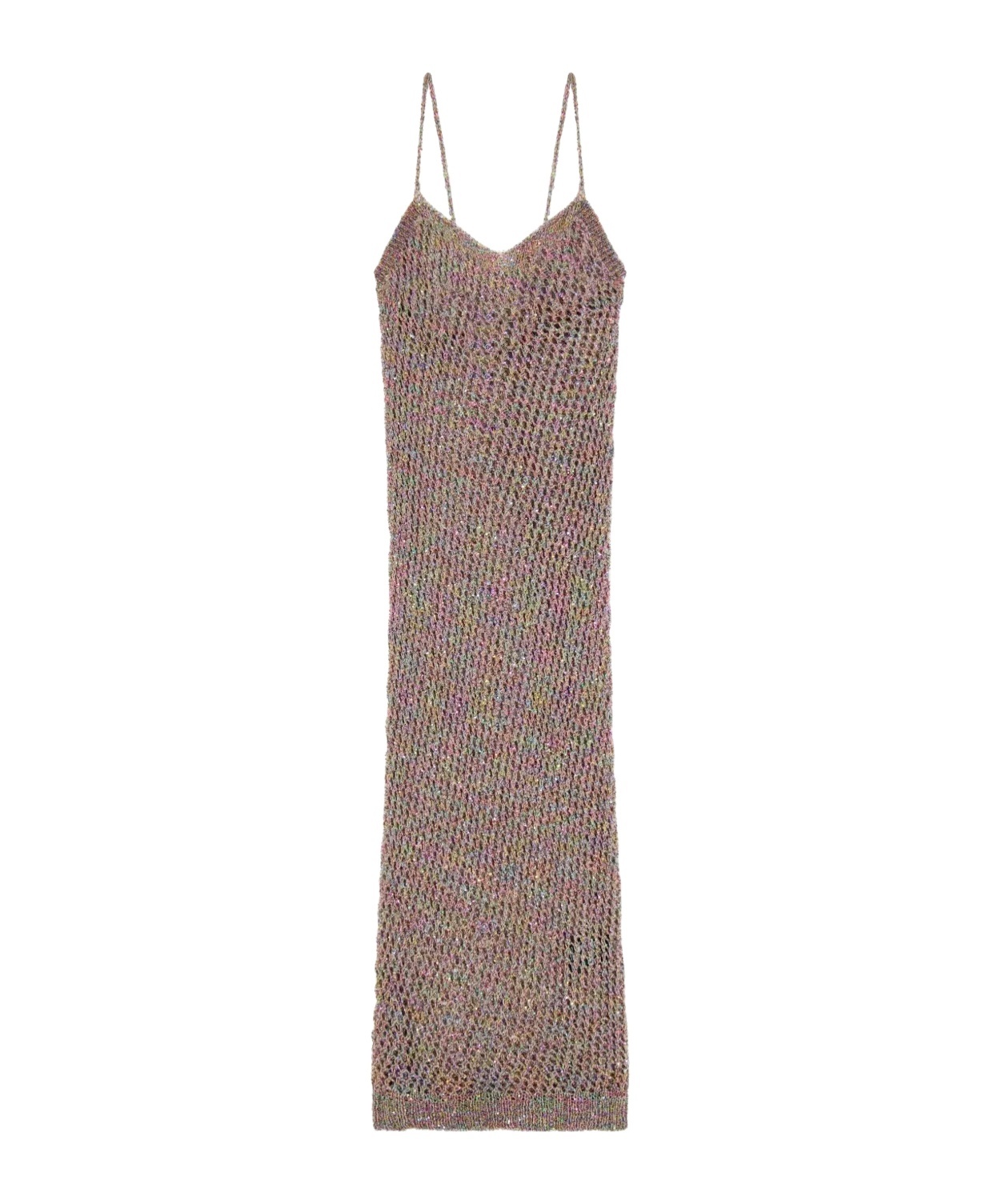 Laneus Vestito Lungo All'uncinetto Traforato In Multicolor