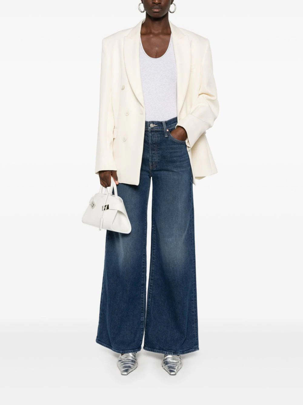 Mother The Ditcher Roller Sneak Jeans In Blue