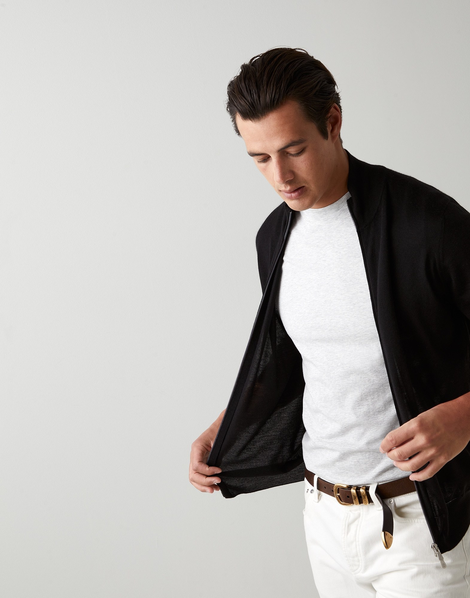 Brunello Cucinelli Zip-up Knitted Cashmere Jumper In Black