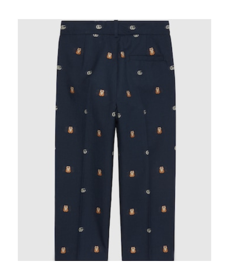 GUCCI GUCCI KIDS DOUBLE G-LOGO EMBROIDERED STRAIGHT LEG PANTS