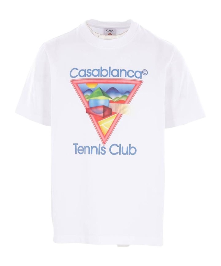 Casablanca Cotton Crew Neck T-shirt With Graphic Print In White