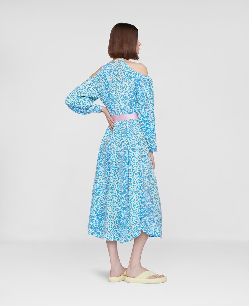 Stella Mccartney Leopard-print Belted Dress In Blue